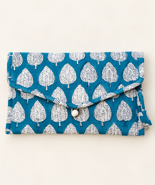 Blue leaf print wallet