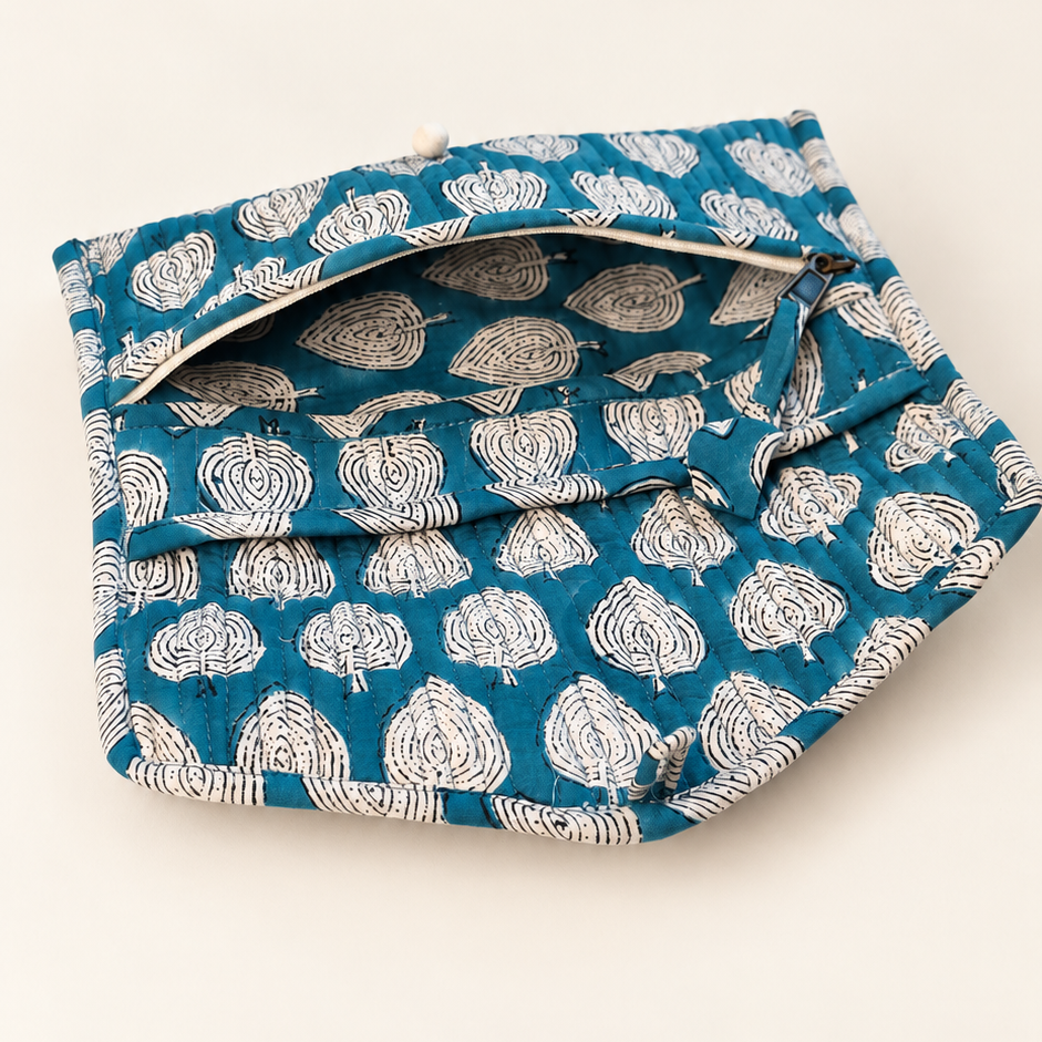 Blue leaf print wallet