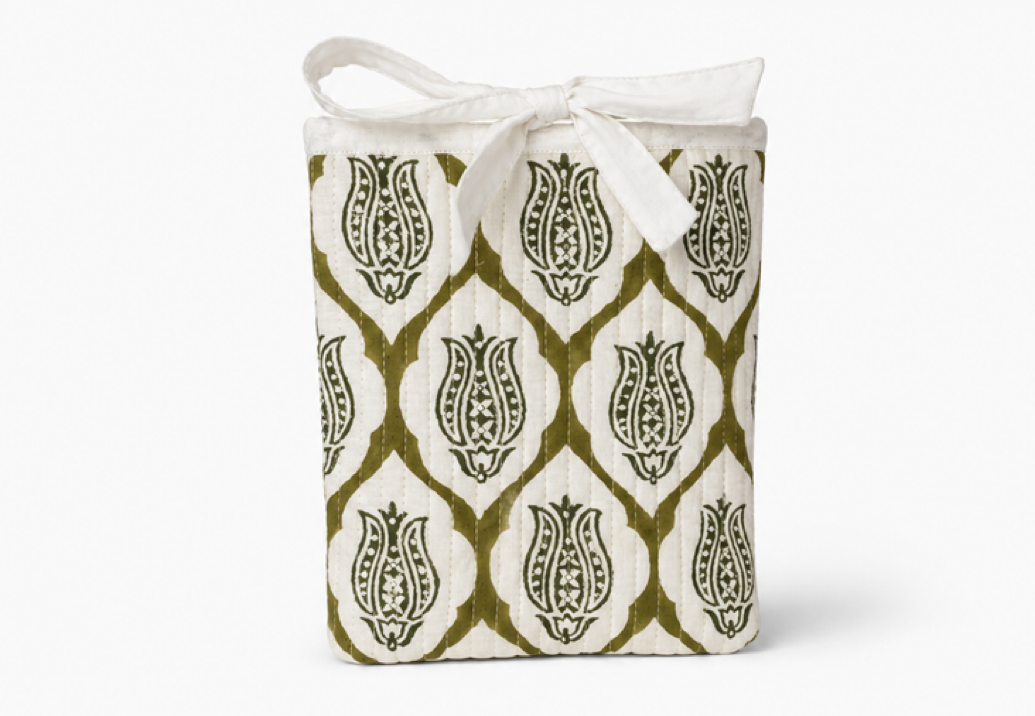 Olive green tulip block printed sleeve