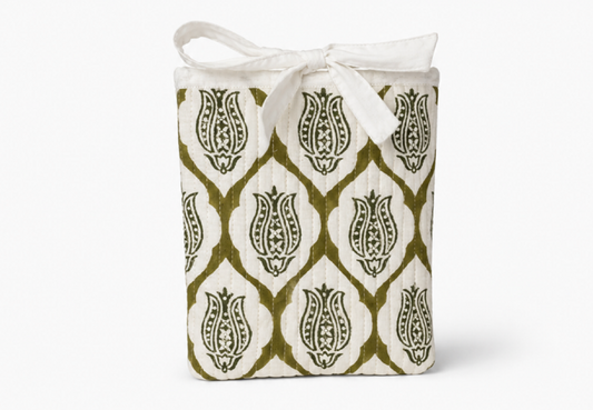 Olive green tulip block printed sleeve