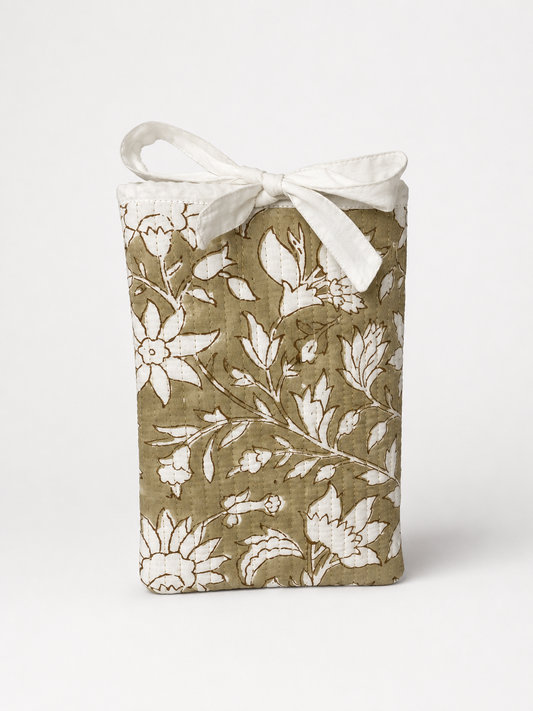 Block printed Green botanical sleeve