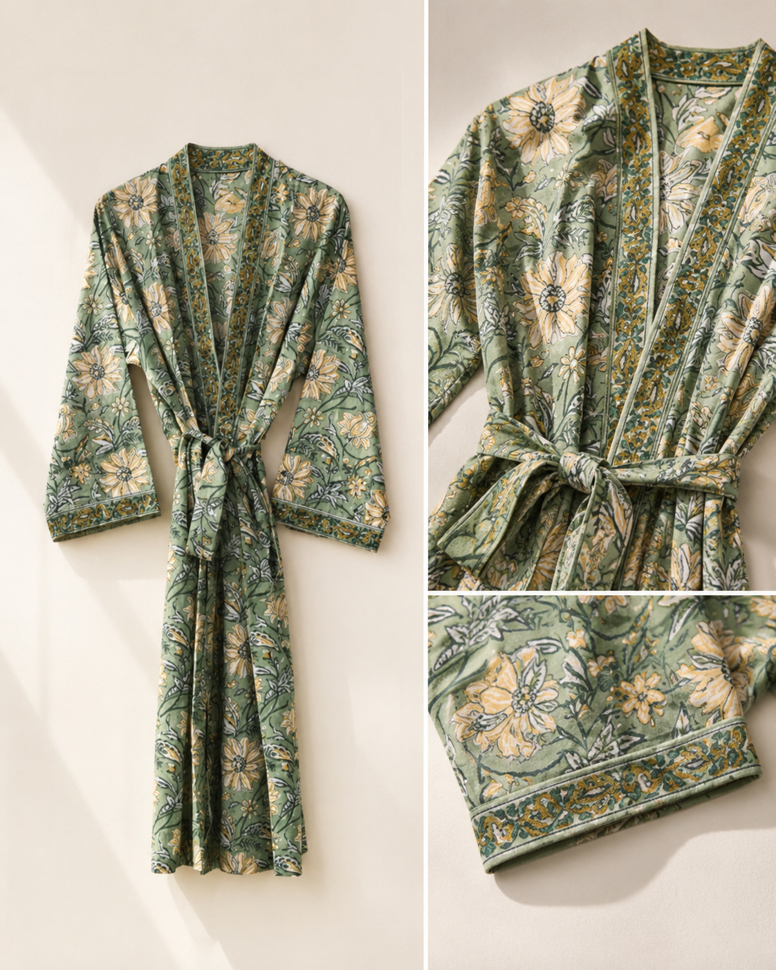 Green Floral Beach Cover-up