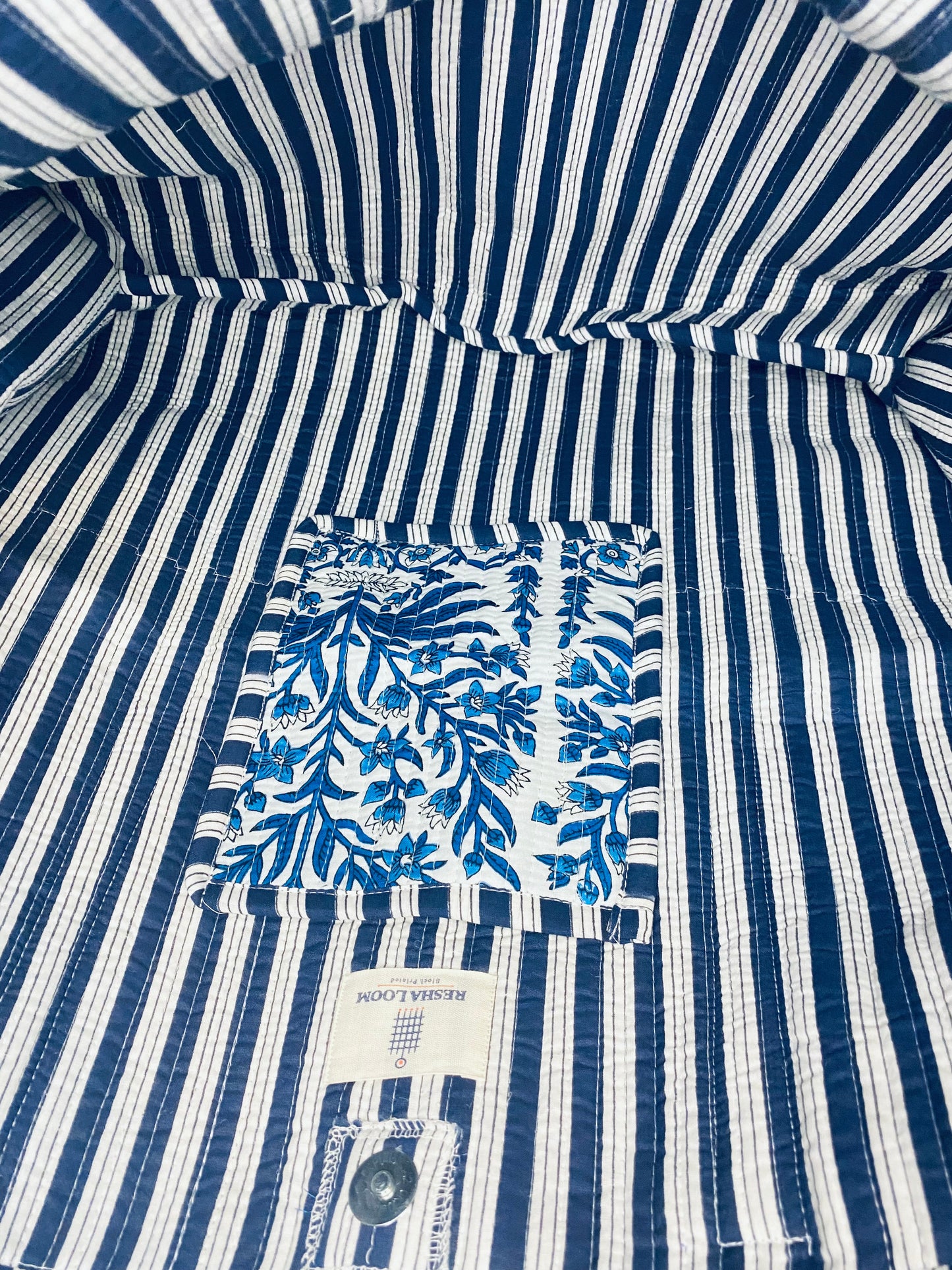 Indigo Botanical Quilted Tote Bag