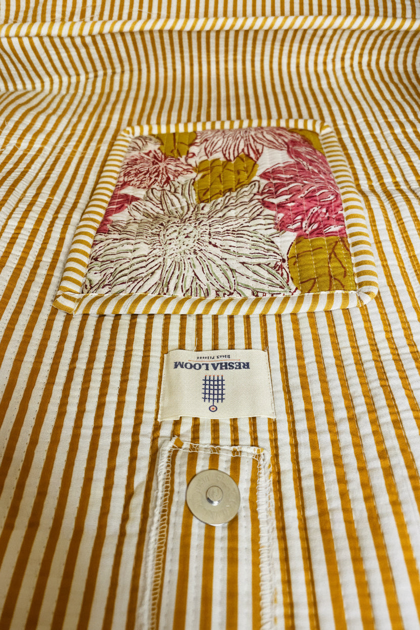 Pink & Yellow Dahlia Print Quilted Tote Bag