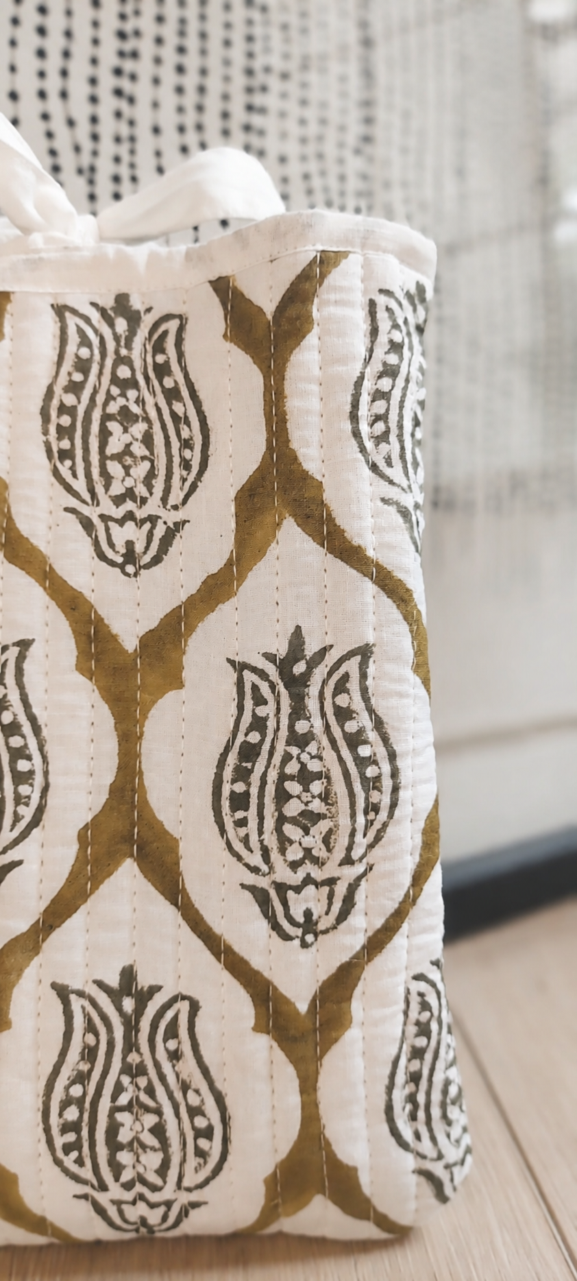 Olive green tulip block printed sleeve