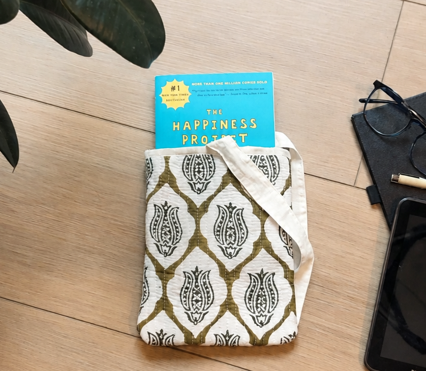 Olive green tulip block printed sleeve