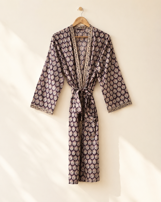 Block printed Brown Beach Cover-up