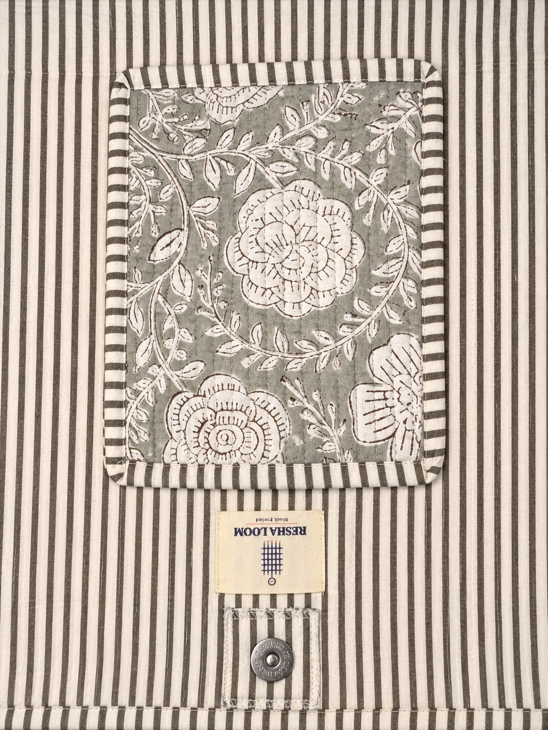 Soft Grey Floral Print Quilted tote bag