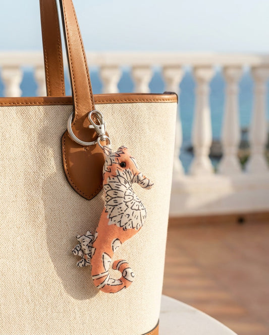 Resha Loom Fabric Seahorse Printed Bag Charm