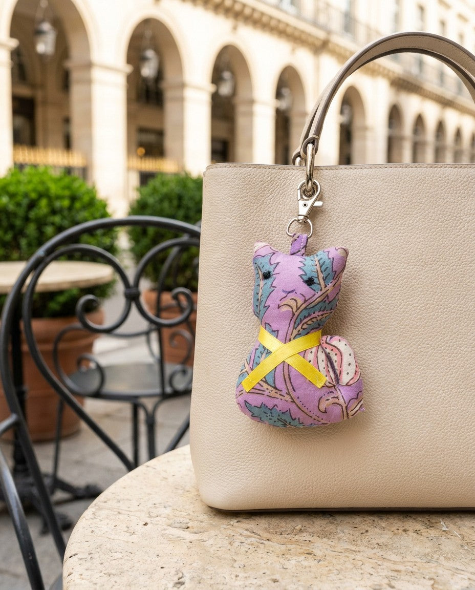 Resha Loom Fabric Cat Bag Charm Accessory